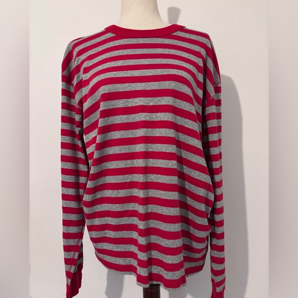Hanna Andersson Adult Striped Organic Cotton Red Gray